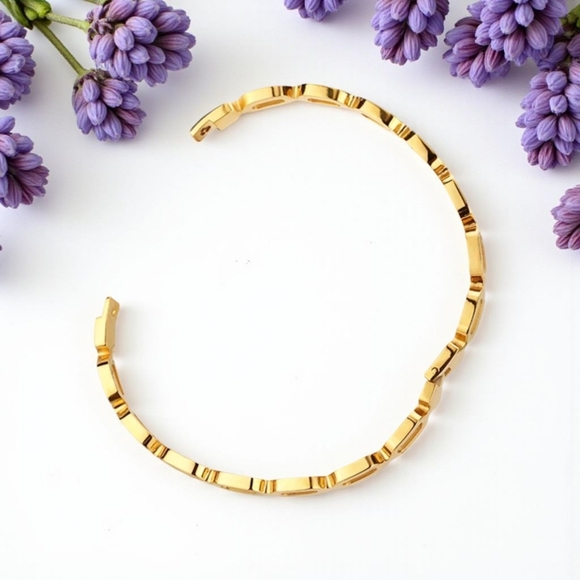 Minimalist Link Chain Bangle 18K Gold Plated Stainless Steel Modern Chic - Picture 10 of 13